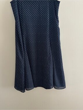Villager Navy Blue Printed A-Line Lined Midi Women's Skirt, Sz 14